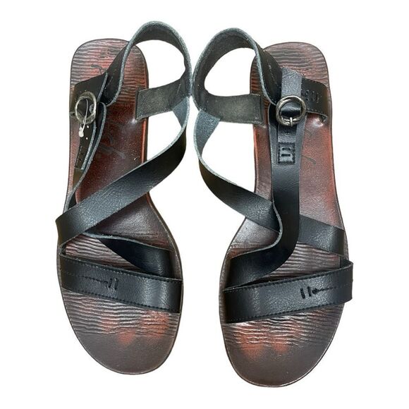 Blowfish Malibu Black Drum Flat Sandal Women’s Size 11 Straps Open Toe EUC - Picture 1 of 7